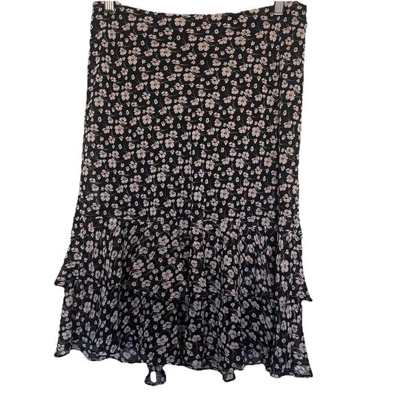 Chaps Womens Y2K Fairy Grunge Tierred Midi Skirt Size M Floral Romantic Boho - Picture 1 of 5